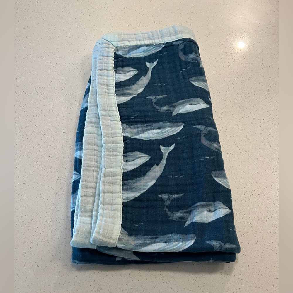 Milkbarn Blue Whale Big Lovey Three-Layer Muslin Blanket
